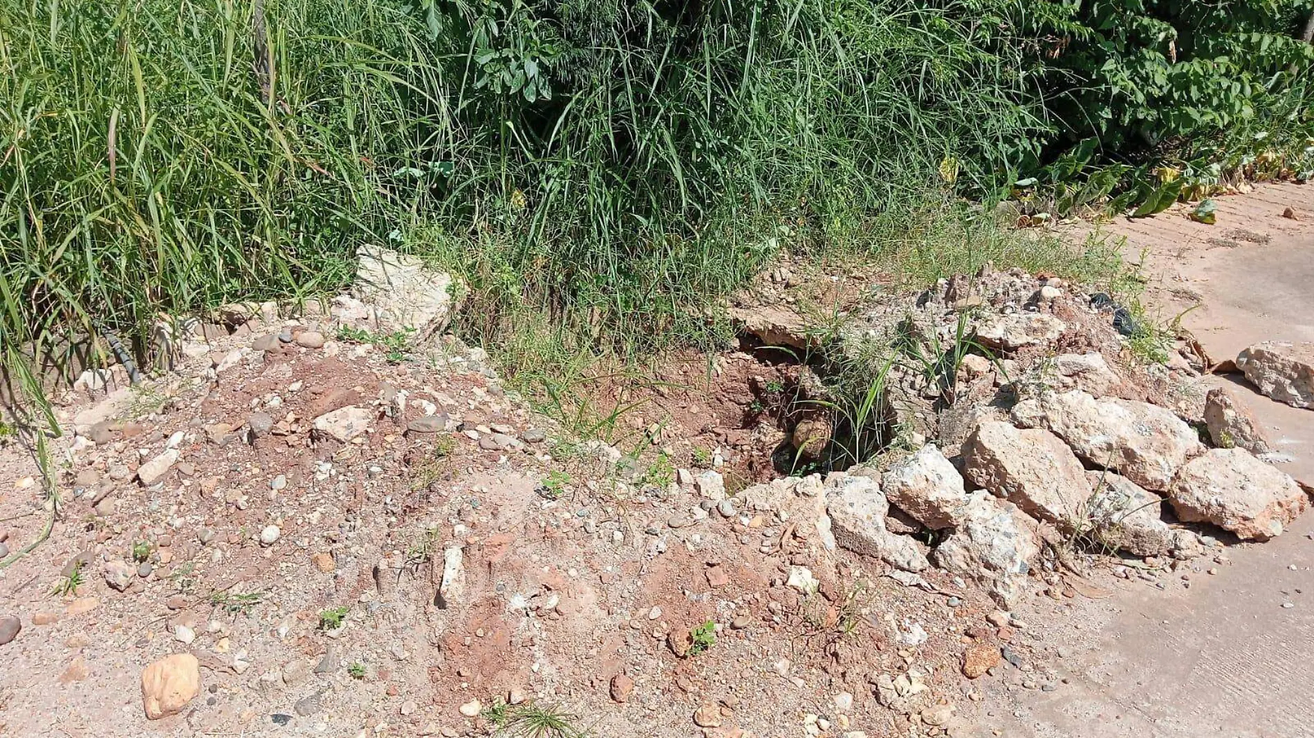 bache en calles de Tuzantán